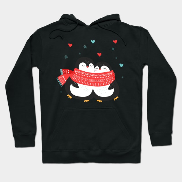 Cute Penguin Couple Christmas Winter Love Hoodie by Foxxy Merch